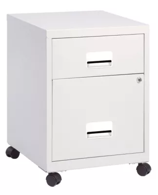 Caisson de bureau en métal blanc Snor 2 tiroirs H. 56 x L. 40 x P. 41 cm