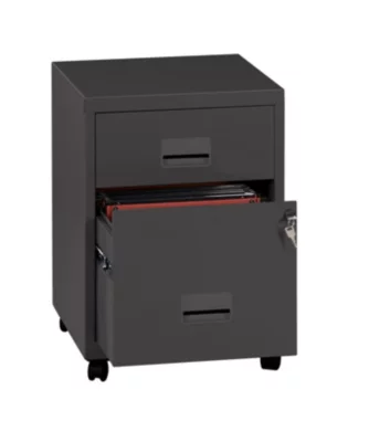 Caisson de bureau en métal anthracite Snor 2 tiroirs H. 56 x L. 40 x P. 41 cm