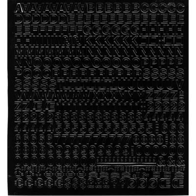 Pochette de 455 lettres et chiffres - en PVC - couleur noir - autocollant - hauteur 0,8 cm - Apli Agipa 122001