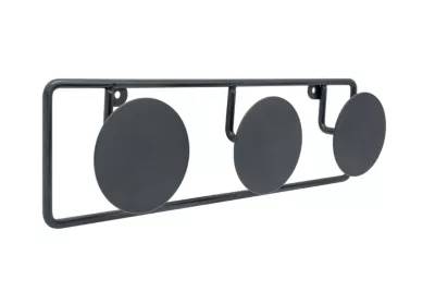 Patère murale à 3 têtes taille M Cime L. 40 cm, acier noir