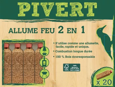 Boîte de 20 allume feu 2 en 1 Pivert