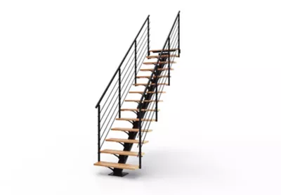 Escalier droit Aero 13 marches hêtre verni Alumin’home