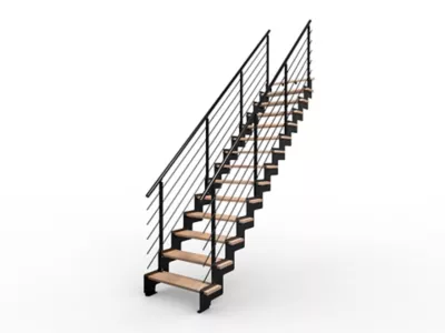 Escalier droit Wizz noir/hêtre verni Alumin’home