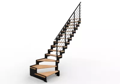 Escalier quart tournant Wizz noir/hêtre verni Alumin’home