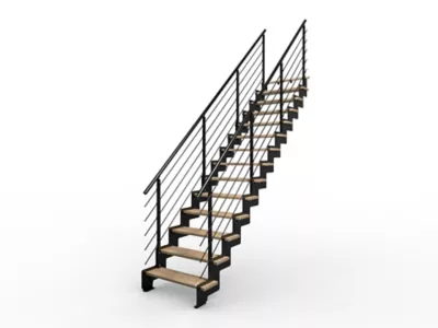Escalier droit Wizz noir/frêne verni Alumin’home