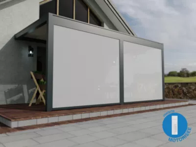 Store façade gris motorisé pour pergola Oviedo 6m vendu par 2