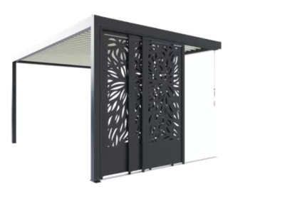 Paroi coulissante effet feuillage latérale 3 m gris foncé RAL 7016 pour pergola adossée Salto Alumin'home