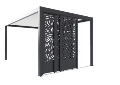 Paroi coulissante effet feuillage latérale autoportante / façade 3 m gris foncé RAL 7016 pour pergola Salto Alumin'home