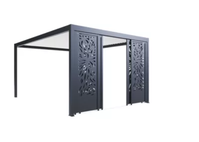 Paroi coulissante effet feuillage latérale 3,5 m gris foncé RAL 7016 pour pergola autoportante Salto Alumin'home