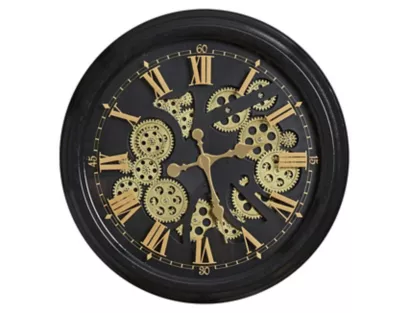 Horloge murale noire et dorée Ø 52 cm