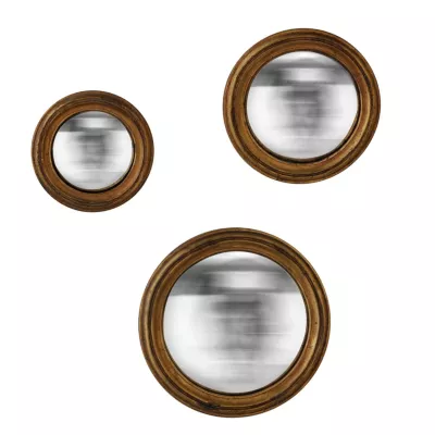 Lot 3 miroirs convexe style vintage effet mat doré ⌀27 x L.27 x H.27 x ep.5 cm