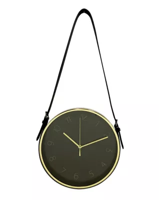 Horloge murale lanière noire et dorée Ø 305cm