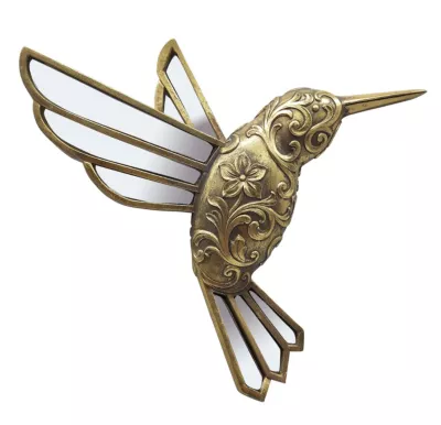 Décoration murale miroir colibri doré Emde