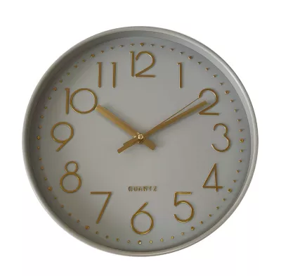 Horloge murale color block gris et or ⌀30,5cm Emdedesign