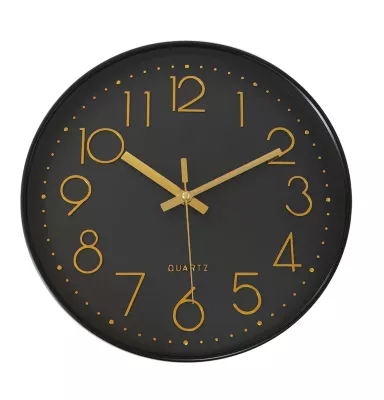 Horloge murale color block noir et or ⌀30,5cm Emdedesign