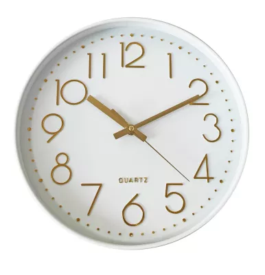 Horloge murale color block blanc et or ⌀30,5cm Emdedesign