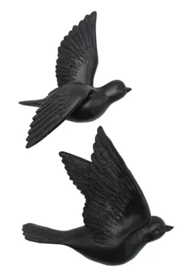 2 décorations murales oiseaux noirs L.15 x l.12,5 cm Emde