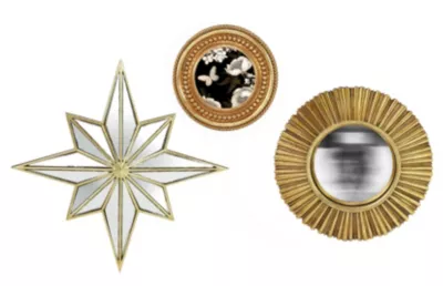 Lot décoration murale, miroir étoile et miroir convexe doré Emde