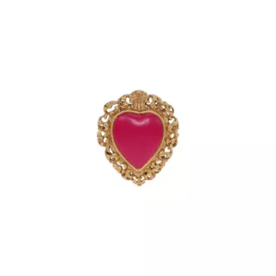 Décoration murale ex-voto cœur coloré rose fuschia H.21cm Emde