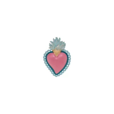 Décoration murale ex-voto cœur coloré rose H.7,8cm Emde