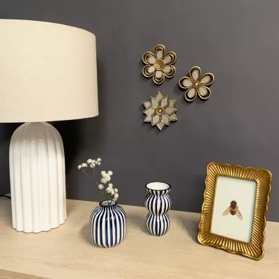 Décoration murale fleur miroir doré veilli Ø11cm Emde