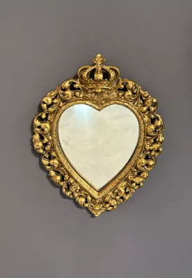 Décoration murale ex-voto couronne dorée H.19cm Emde