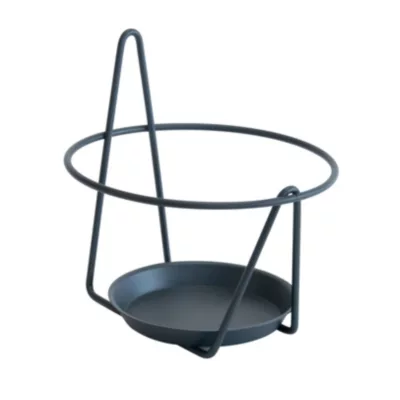 Porte-pot soucoupe mural acier gris anthracite 16-18 cm