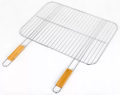 Grille pour barbecue en acier chromé avec manches en bambou Somagic 51 x 38 cm