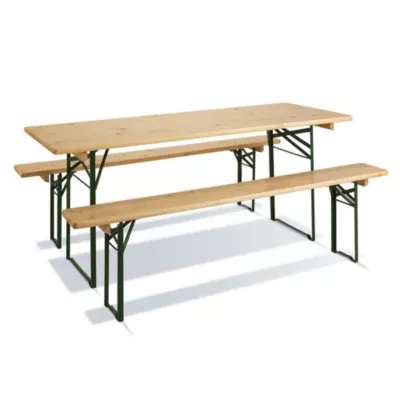 Set Brasserie table de jardin L.170 x l.60 x h.76 cm + 2 bancs L.170 x l.25 x h.46 cm
