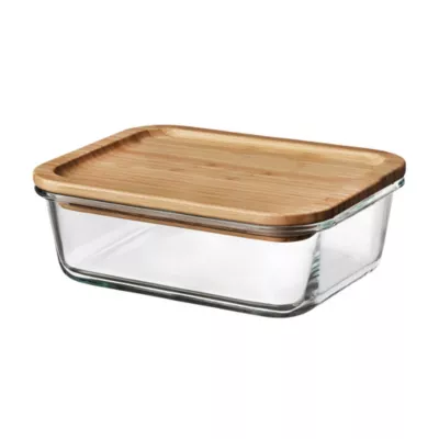 Boîte de conservation hermétique en verre avec couvercle en bambou 1,5L