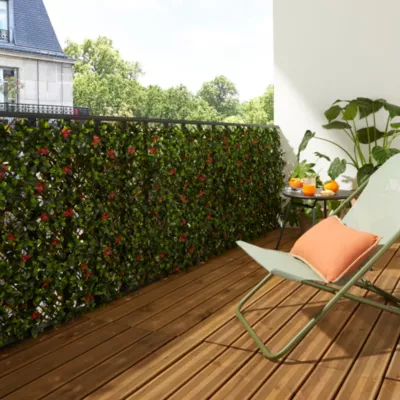 Treillis osier avec feuilles artificielles L.2 x l.1 m