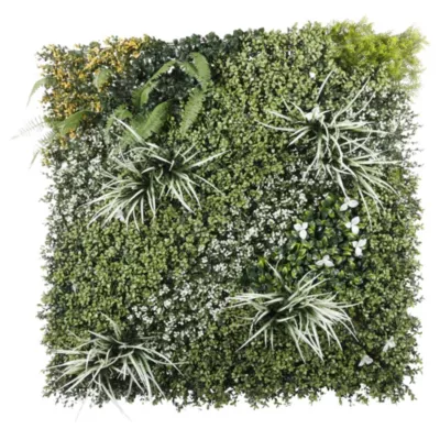 Dalle artificielle imitation végétaux "FORET FLEURIE" L. 1m x l. 1m