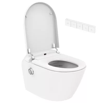 Image principale de Pack WC suspendu lavant avec cuvette sans bride, LED et télécommande, SFA Saniwash
