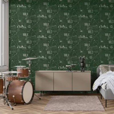 Papier peint intissé Les aventures " Walk to the wild " vert L.1005 x l.53cm Lutèce