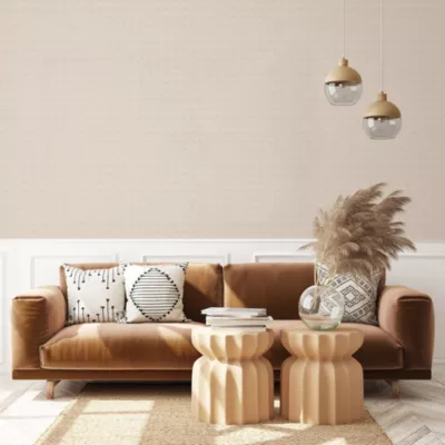 Papier peint vinyle intissé Abaca boutis beige rosé L.1005 x l.53cm Lutèce