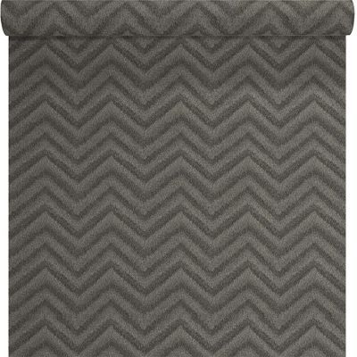 Papier peint vinyle sur intissé Lutèce Chevron noir argent