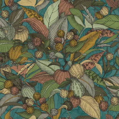 Papier peint vinyle intissé Villa Rosalie Lutece mat et satiné fleurs multicolore l.1005 x l.53 cm
