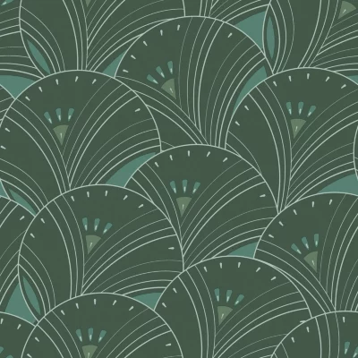 Papier peint vinyle intissé Villa Rosalie Lutece mat et satiné art déco vert l.1005 x l.53 cm