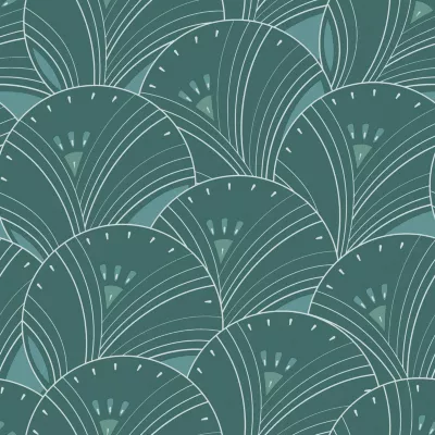 Papier peint vinyle intissé Villa Rosalie Lutece mat et satiné art déco topaze, bleu l.1005 x l.53 cm