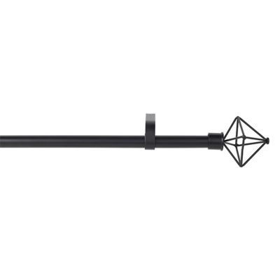 Ensemble Tringle à rideaux extensible Miami noir 160/300 cm Ø 16/19 mm