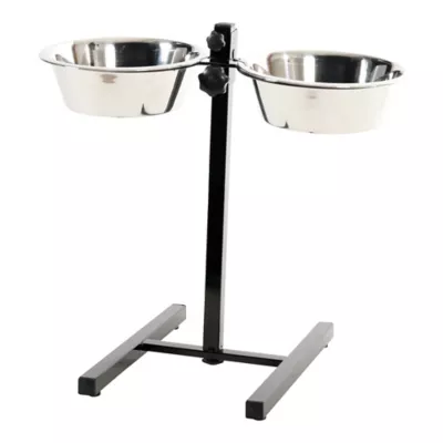 Support réglable pour 2 bols 2,5L en inox pour chiens