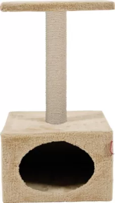 Arbre à chat Solo 1 niche + poteau + 1 plateau, coloris beige