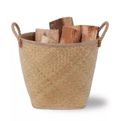 Panier à bûches en feuilles de palmier et corde Le Marquier Corda