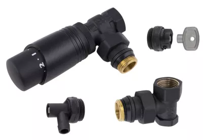 Kit robinet pour radiateur thermostatique 15x21 noir