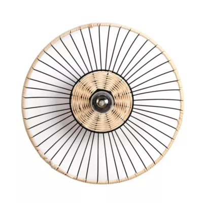 Applique Soliflore E27 IP20 Ø.38 cm Lussiol rotin et métal noir