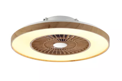 Ventilateur de plafond avec éclairage LED effet chêne Ø.60 cm Seynave Marielo