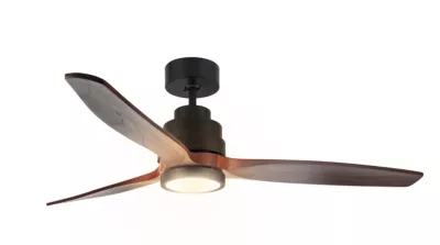 Ventilateur de plafond avec éclairage LED bois et métal noir Ø.107cm Seynave Horacio
