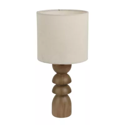 Lampe à poser en céramique effet bois et lin H.32cm E27 40W Seynave, Kamil