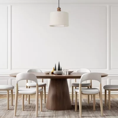 Suspension en céramique E27 40W imitation bois ∅30cm Seynave, Kamil