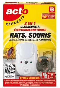 Répulsif ultrasons et ondes électromagnétiques rats et souris Acto
